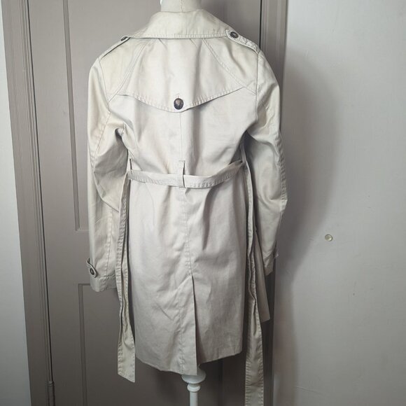 H&M Mama Trench Coat Maternity Single Breast Tie Sash Khaki Tan Size Medium - Picture 6 of 7